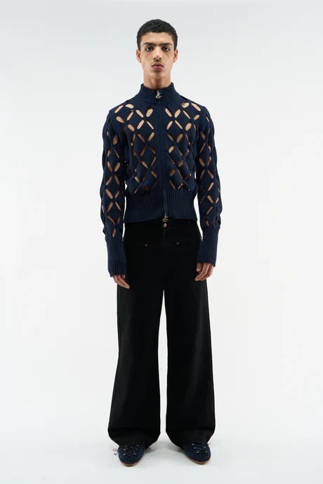 Scuffers Cambodia Holes Navy Zipper Knit